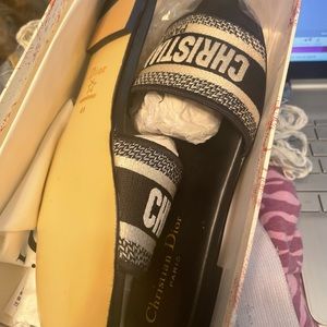 CHRISTIAN DIOR Embroidered Dway Slide Sandals 41